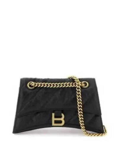 Women's Crush Logo Gold Chain Small Shoulder Bag Black - BALENCIAGA - BALAAN 2