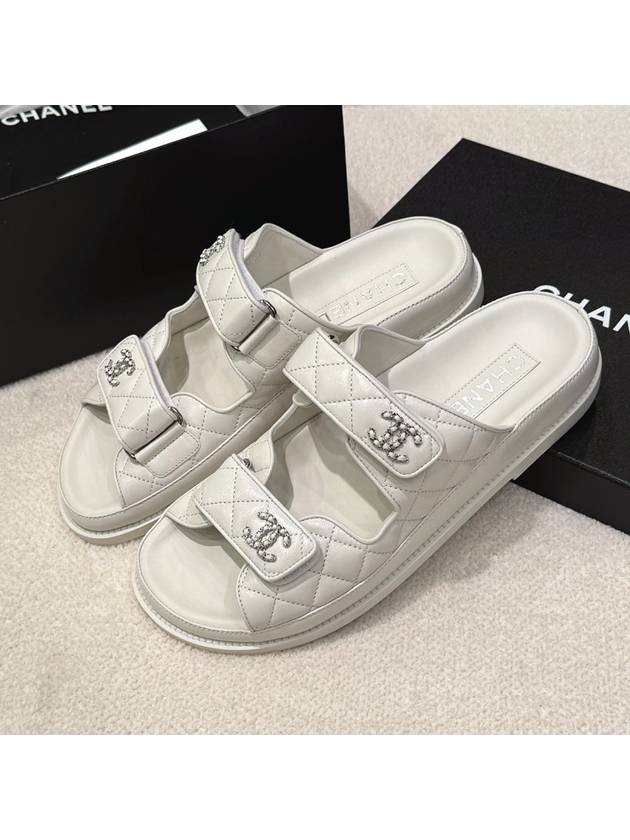 Men's Chanel Mule Velcro Slippers CC Logo White - HERMES - BALAAN 5