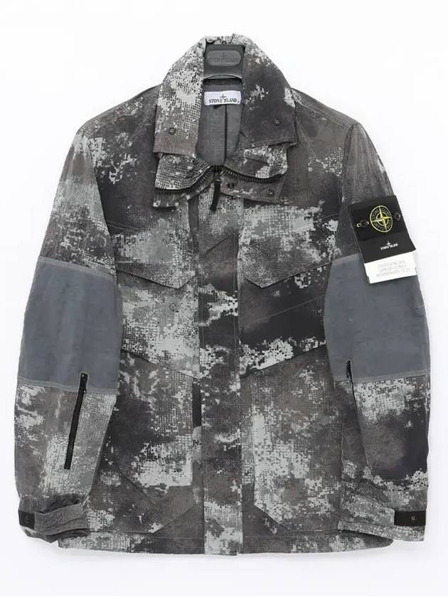 Dissolving Grid Camo Econyl Regenerated Nylon Hooded Jacket Grey - STONE ISLAND - BALAAN 3