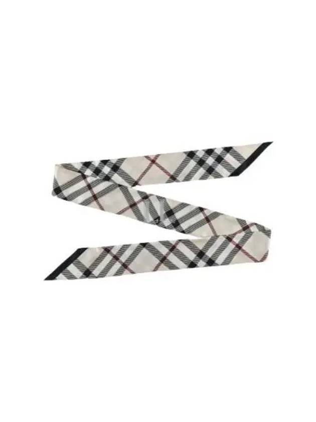 Skinny Check Silk Scarf Stone - BURBERRY - BALAAN 2