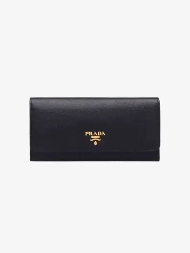 Metal Logo Saffiano Long Wallet Black - PRADA - BALAAN 3