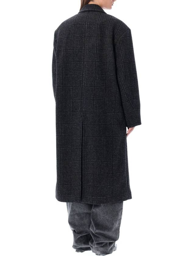 Women's Check Pattern Double Coat Dark Grey - ISABEL MARANT - BALAAN 7