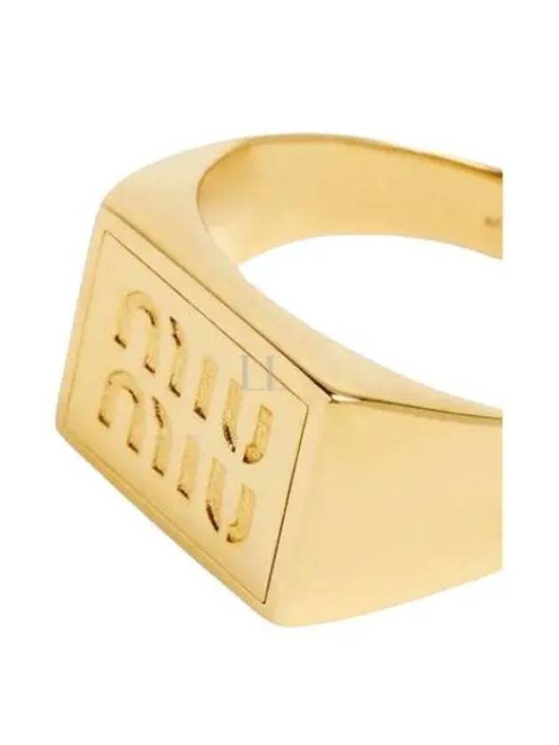 Engraved Logo Signet Metal Ring Gold - MIU MIU - BALAAN 2