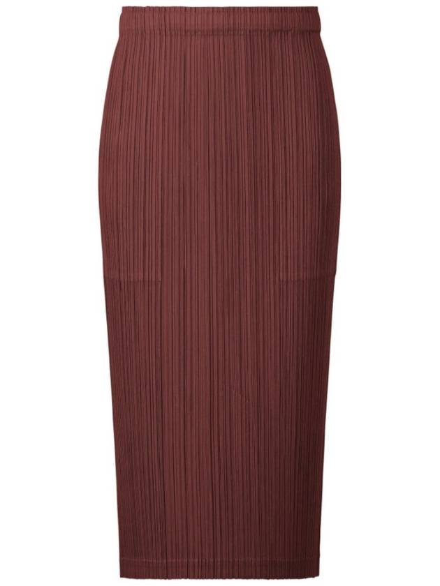 Pleats Please October 23 Monthly Color Burgundy Wine Brown Long Pleated Skirt JG144 - ISSEY MIYAKE - BALAAN 3