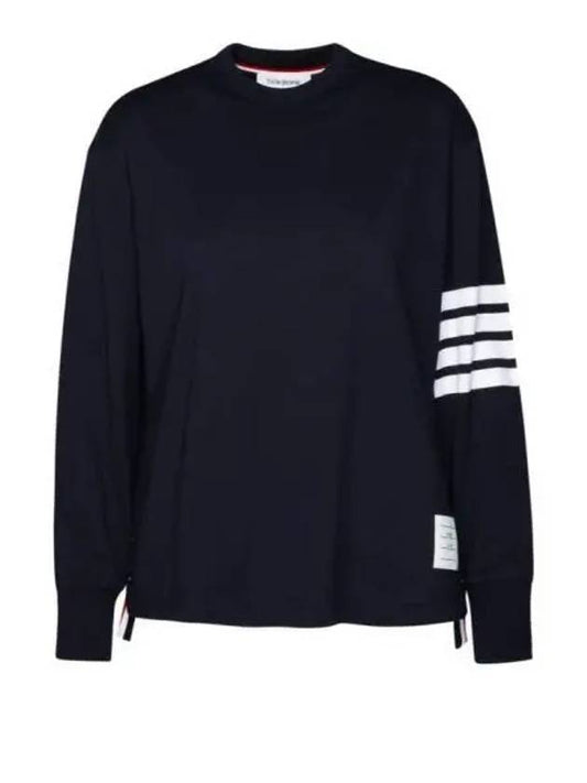 Engineered 4 Bar Medium Weight Jersey Oversized Long Sleeved T-Shirt Navy - THOM BROWNE - BALAAN 2