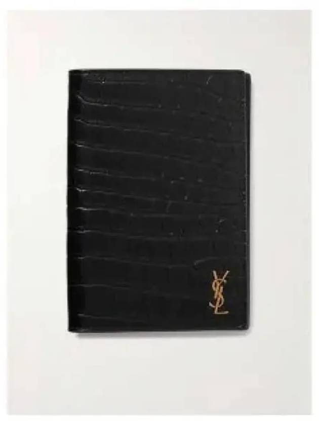 Monogram Crocodile Card Passport Wallet Black - SAINT LAURENT - BALAAN 2