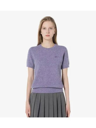 Women s Alpaca Wool Short Sleeve Sweater Lavender - LACOSTE - BALAAN 1