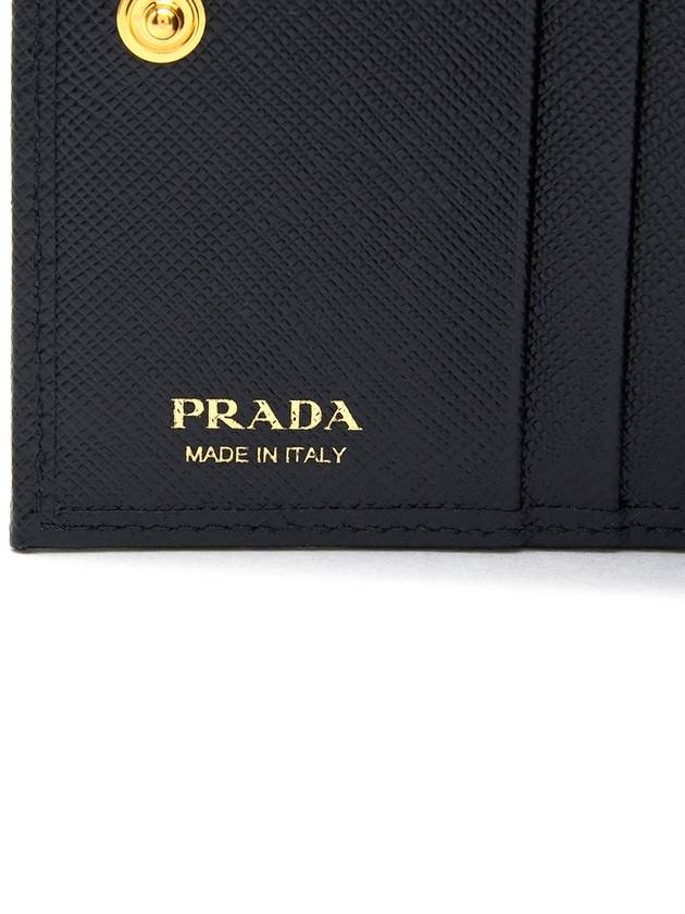 Saffiano Metal Logo Gold Fold Wallet Black - PRADA - BALAAN 9