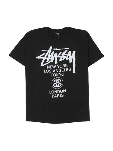 World Tour Short Sleeve T-Shirt Black - STUSSY - BALAAN 1