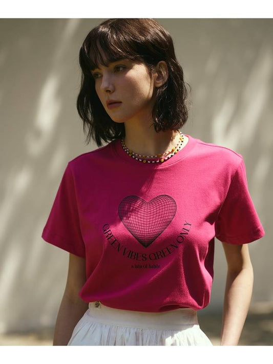 Heart Planet Short Sleeve T Shirt Pink - THE GREEN LAB - BALAAN 1