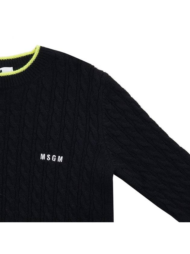 Logo Cable Wool Knit Top Black - MSGM - BALAAN 5