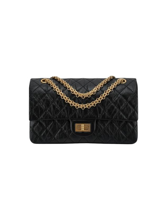 Gold 255 Medium Flap Chain Shoulder Bag Black - CHANEL - BALAAN 1