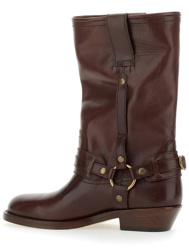 'Heiko' Brown Ankle Boots With Buckle And Stud Embellishments In Leather Woman - ISABEL MARANT - BALAAN 3