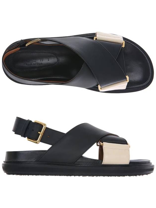 Fussbett Leather Sandals Black White - MARNI - BALAAN 2