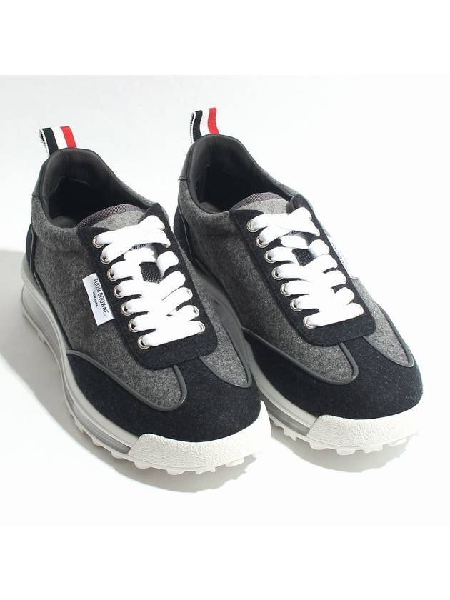 Flannel Clear Sole Low Top Sneakers Grey - THOM BROWNE - BALAAN 3