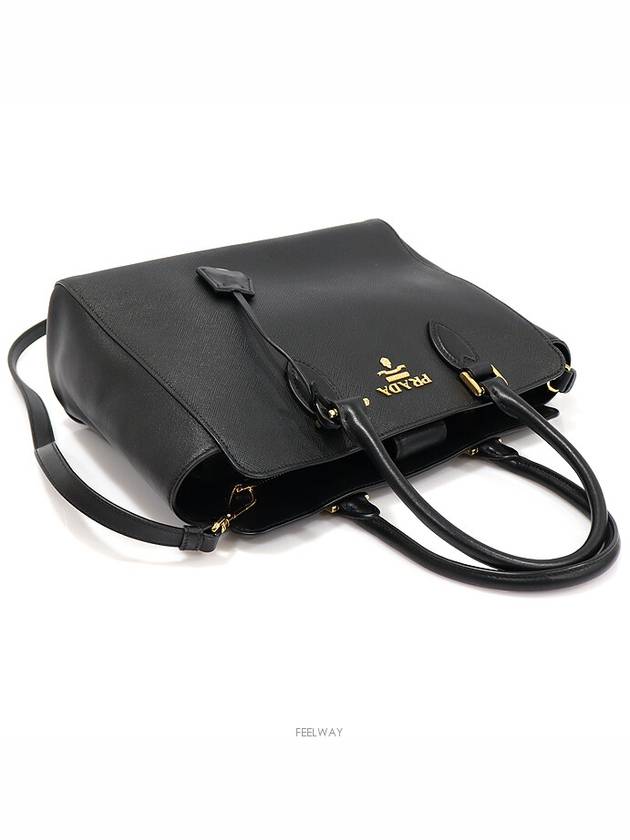 1BA189 Black Saffiano Soft Calfskin Gold Lettering 2WAY - PRADA - BALAAN 3