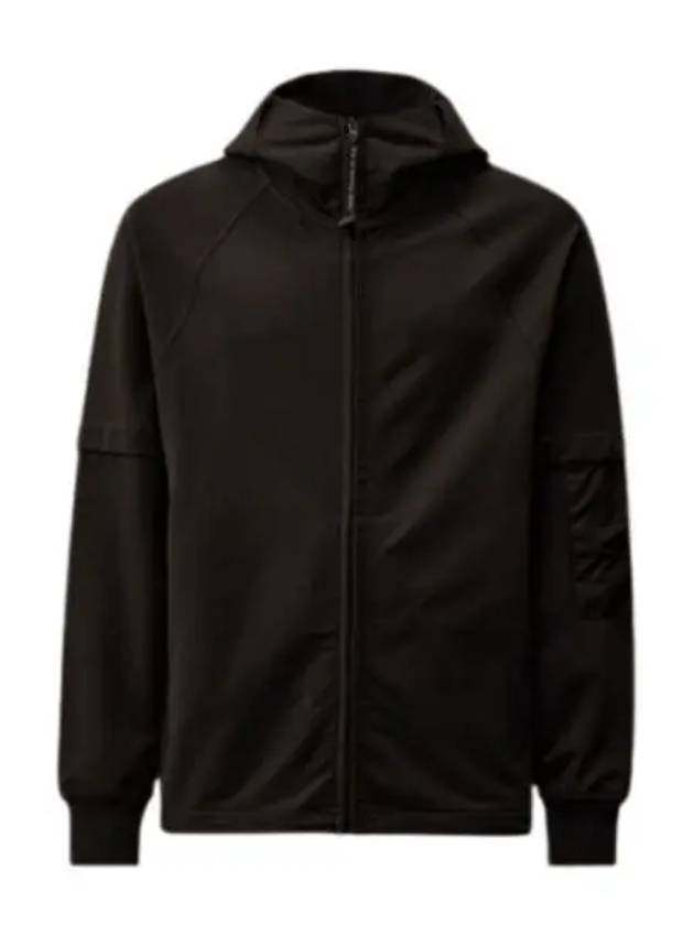 Stretch Fleece Mixed Zip-Up Hoodie Black - CP COMPANY - BALAAN 2