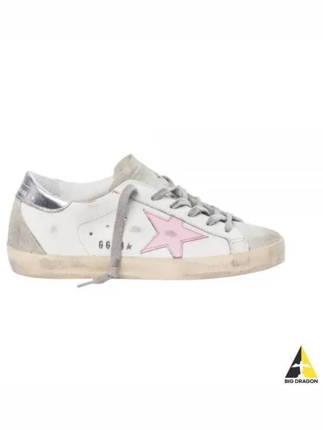 Women's Superstar Silver Heel Tab Pink Star Low Top Sneakers White - GOLDEN GOOSE - BALAAN 2