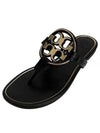 Women's Metal Logo Miller Flip Flops Black - TORY BURCH - BALAAN 2