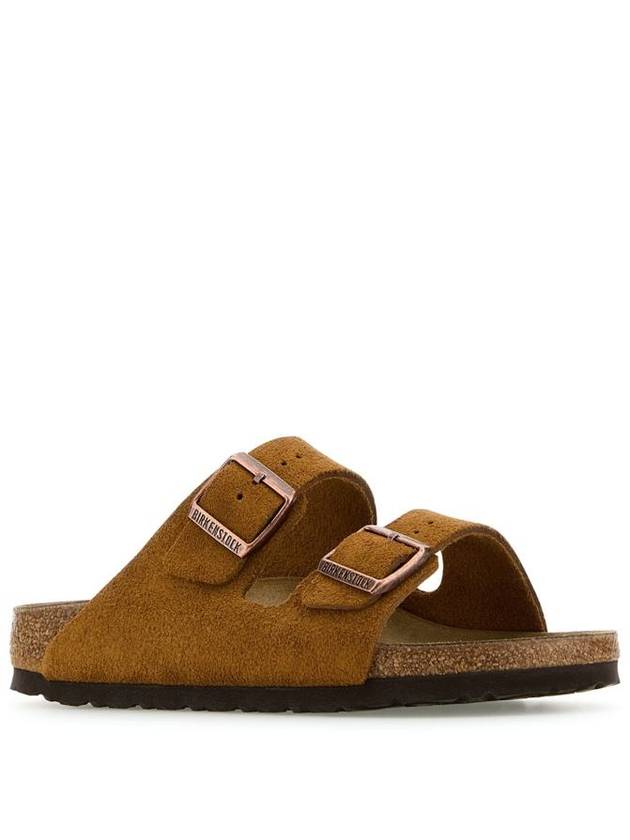 Arizona Suede Leather Flat Slippers Brown - BIRKENSTOCK - BALAAN 3