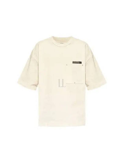 Leather Detailing Short Sleeve T-Shirt Ivory - BOTTEGA VENETA - BALAAN 2