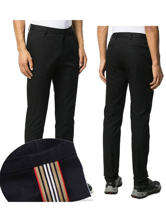 Slim Fit Cotton Chino Straight Pants Black - BURBERRY - BALAAN.