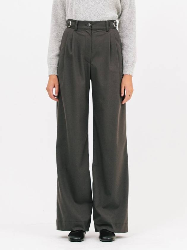 Double Buckle Wide Pants Charcoal - JUN BY JUN K - BALAAN 1