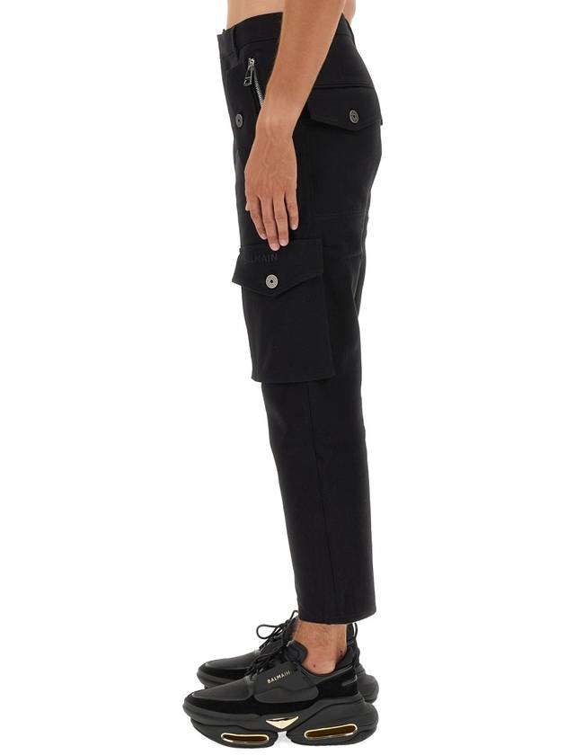 Cotton Cargo Straight Pants Black - BALMAIN - BALAAN 5