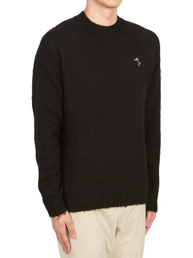 Embroidered Logo Crew Neck Knit Top Black - ACNE STUDIOS - BALAAN 4