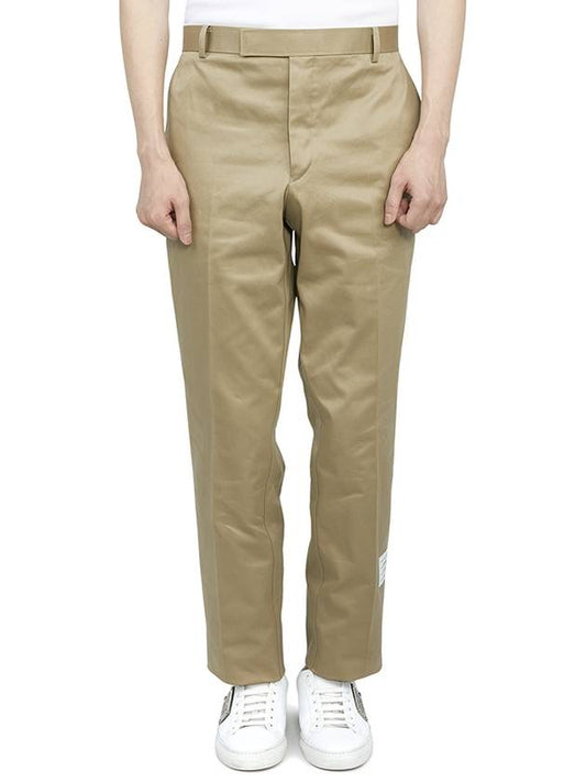 Men's Three-Stripe Tab Cotton Chino Straight Pants Beige - THOM BROWNE - BALAAN.