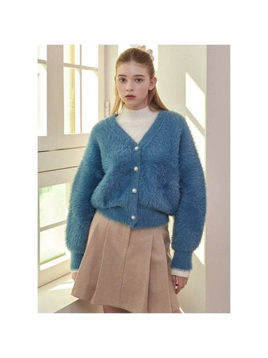 Women's Seraphic Angora Cardigan Blue - MICANE - BALAAN 1