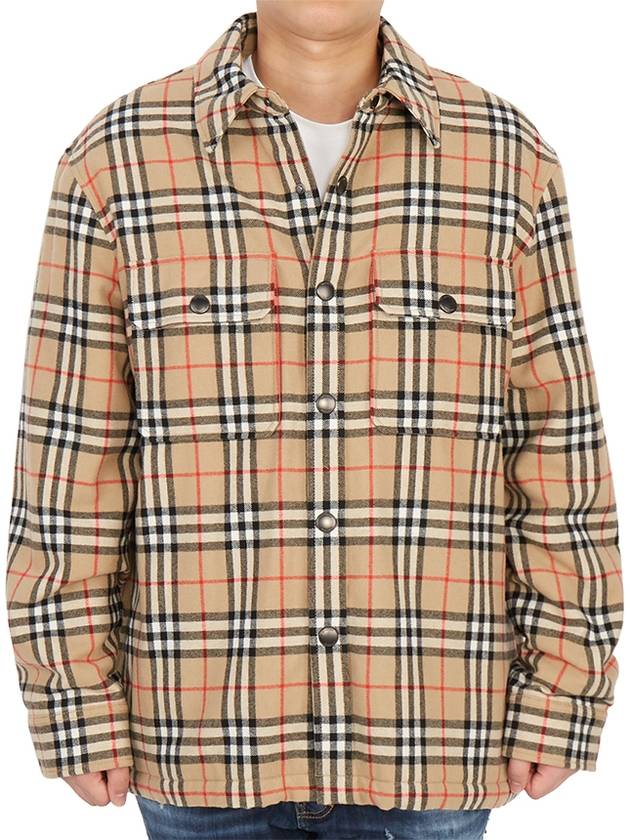 Vintage Check Wool Cotton Over Long Sleeve Shirt Archive Beige - BURBERRY - BALAAN 3