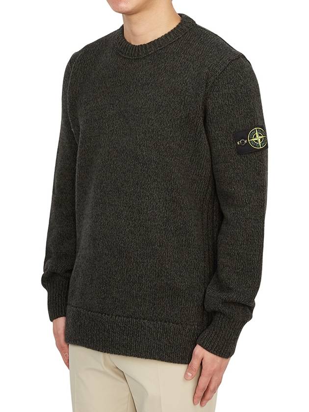 Loose Fit Crew Neck Wool Knit Top Black - STONE ISLAND - BALAAN 3