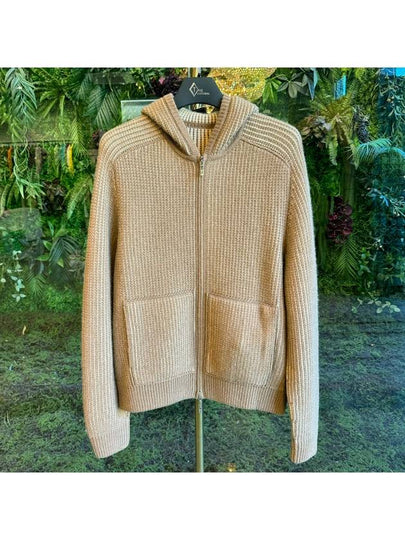 Col d'Olen Rib Zip Up Hoodie Camel - LORO PIANA - BALAAN 2