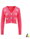 Embroidered Butterfly Pointel Alpaca Cardigan Pink - ALESSANDRA RICH - BALAAN 2