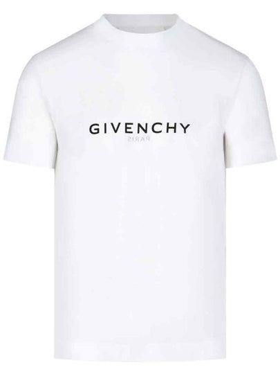 Men's Reverse Logo Round Slim Short Sleeve T-Shirt White - GIVENCHY - BALAAN 2