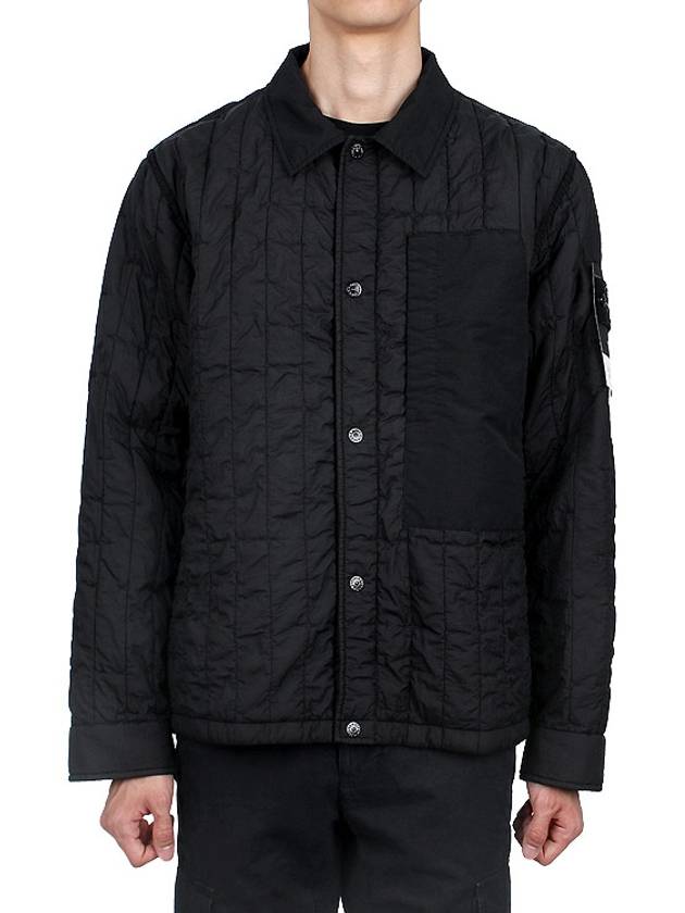 Men's Stella Wappen Patch Quilted Jacket Black - STONE ISLAND - BALAAN 2