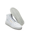 Men's SL24 Used-Look Perforated Leather Mid Top Sneakers White - SAINT LAURENT - BALAAN 6