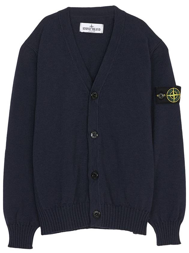 Kids Stone Island 511A1 Wappen Patch V neck Knit Cardigan Navy Blue - STONE ISLAND - BALAAN 2