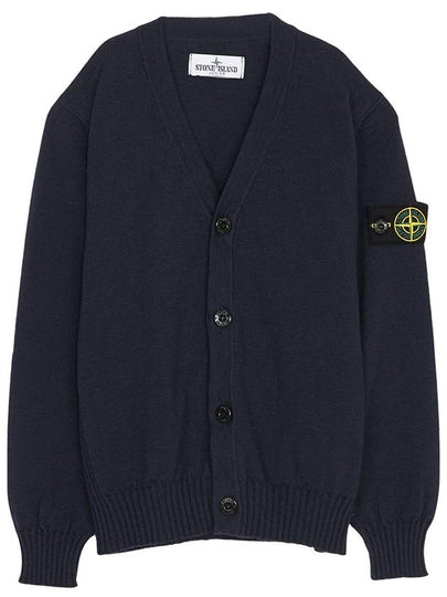 Kids Wappen Patch V-Neck Knit Cardigan Navy - STONE ISLAND - BALAAN 2