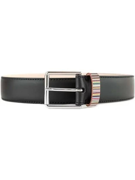 Signature Striped Leather Belt Black - PAUL SMITH - BALAAN 2