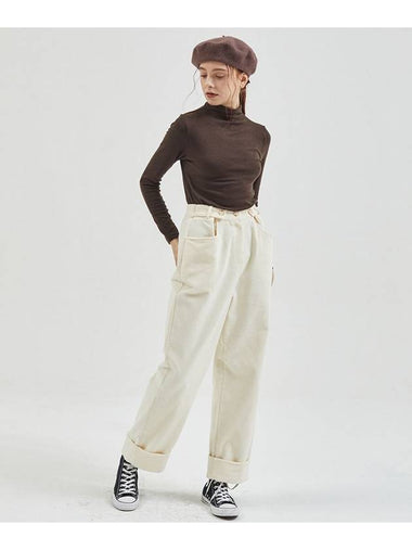 Corduroy Wide Banding Pants Cream - MANAVIS7 - BALAAN 1