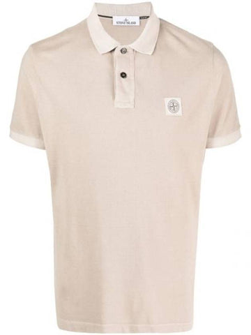 Men's Logo Patch Short Sleeve Polo Shirt Dove Grey - STONE ISLAND - BALAAN 1