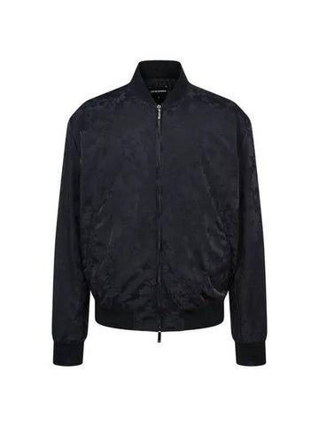 Men s flower pattern zip up bomber jacket black - EMPORIO ARMANI - BALAAN 1