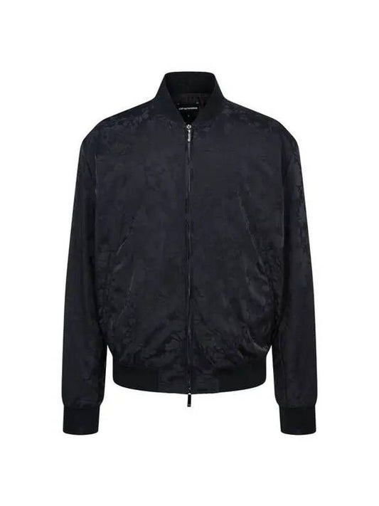 Men s flower pattern zip up bomber jacket black - EMPORIO ARMANI - BALAAN 1