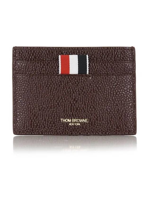 Lucido Leather Single Card Wallet Red - THOM BROWNE - BALAAN 2