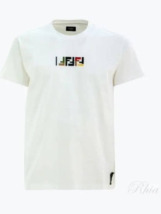 Embroidered Logo Short Sleeve T-Shirt White - FENDI - BALAAN 2