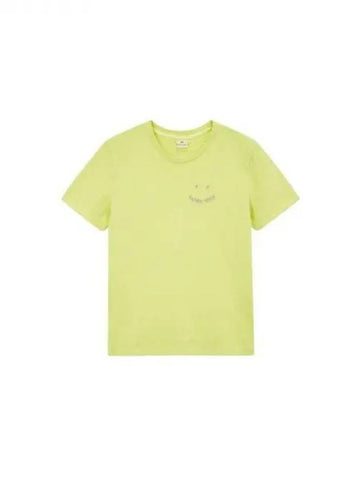 30 9 29 Women Embroidery Happy Logo T Shirt Dark Yellow Green 271111 - PAUL SMITH - BALAAN 1