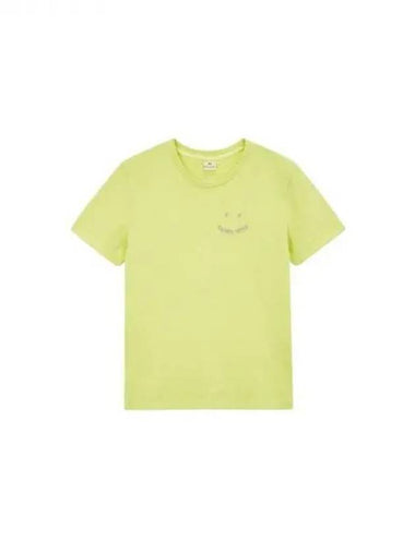 Women s Embroidered Happy Logo T Shirt Dark Yellow Green 271111 - PAUL SMITH - BALAAN 1