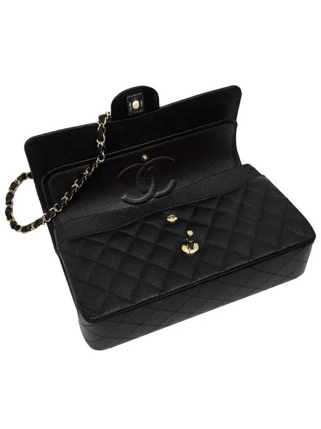 Medium Classic Shoulder Bag Grained Calfskin Gold Black - CHANEL - BALAAN 6